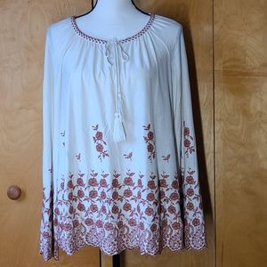 Fever embroidered top w bell sleeves